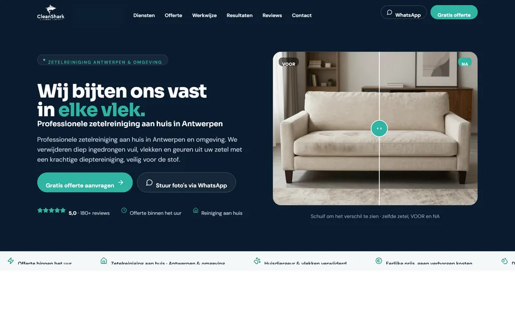 Website CleanShark op laptop – realisatie van Studio Gerust