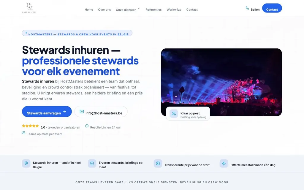 Web designer Antwerp: website of HostMasters on a laptop